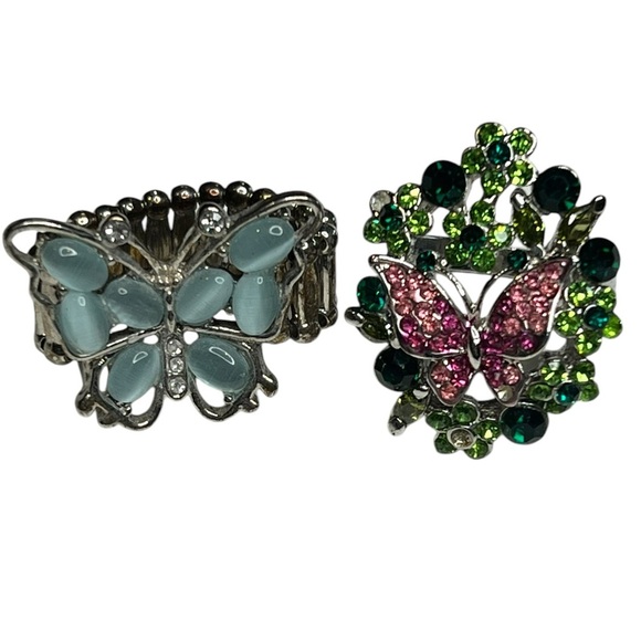 Butterfly Rings Costume Jewelry Set Whimsy Cottage Casual Statement - Picture 1 of 9